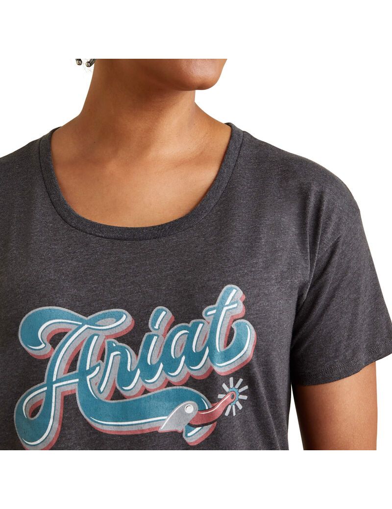 Tops Ariat Spur Script Tee Grises | AIZ023695