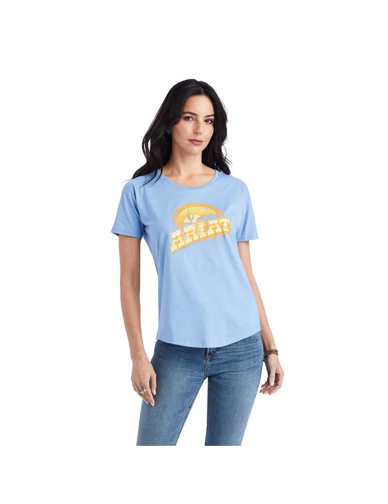 Tops Ariat Sunset Arc Tee Azules | QCF107286