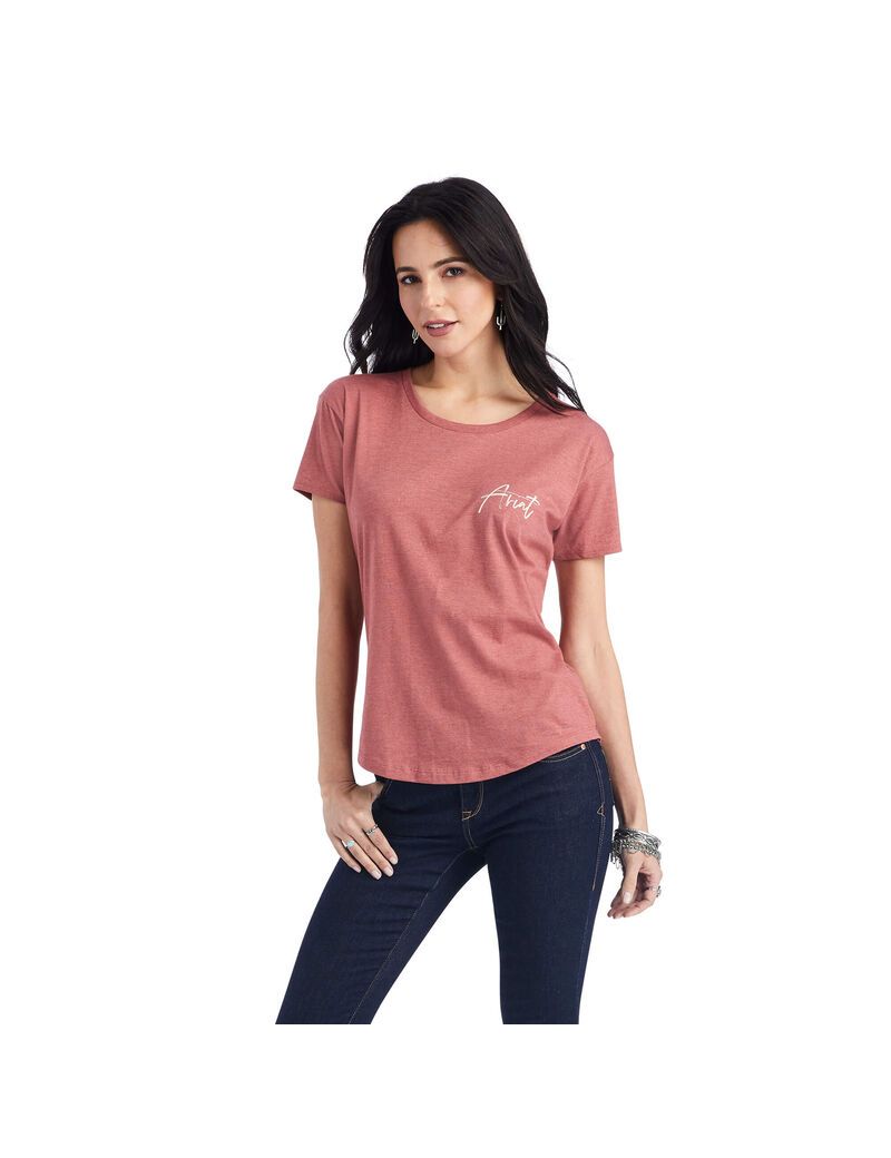 Tops Ariat Sunset Lockup Tee Rojos | LVN309465