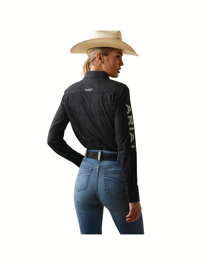 Tops Ariat Team Kirby Stretch Negros Plateados | MXP185792