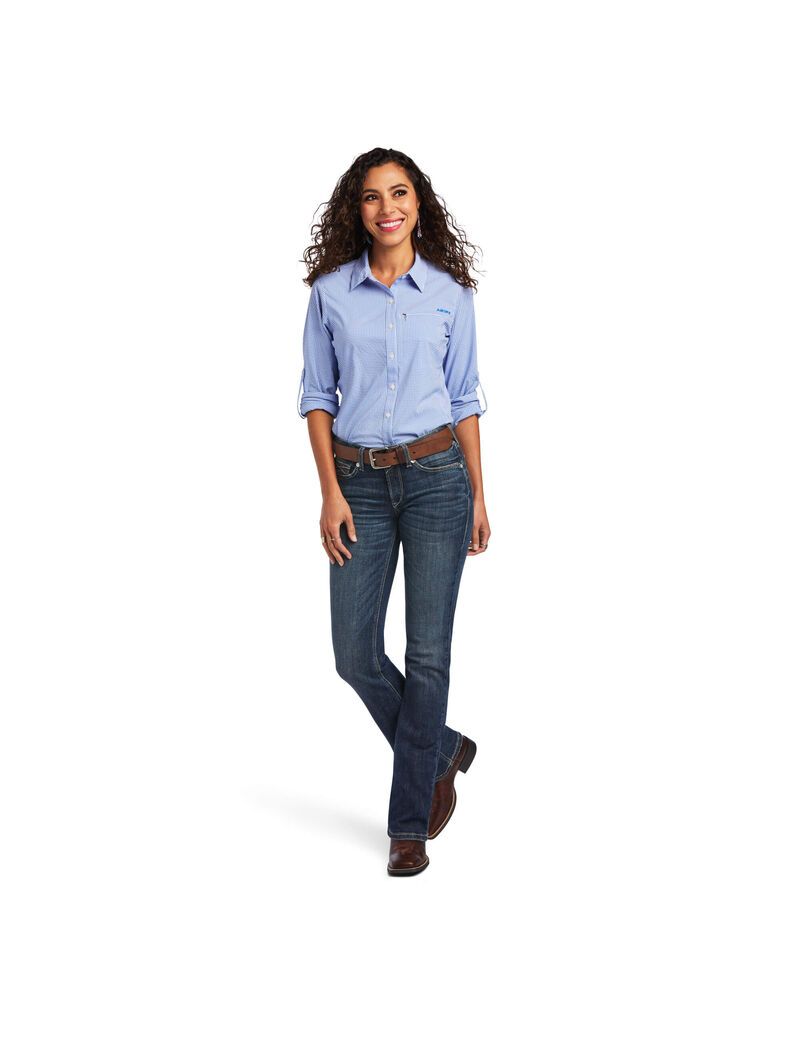 Tops Ariat VentTEK Stretch Azules Blancos | DXZ408753