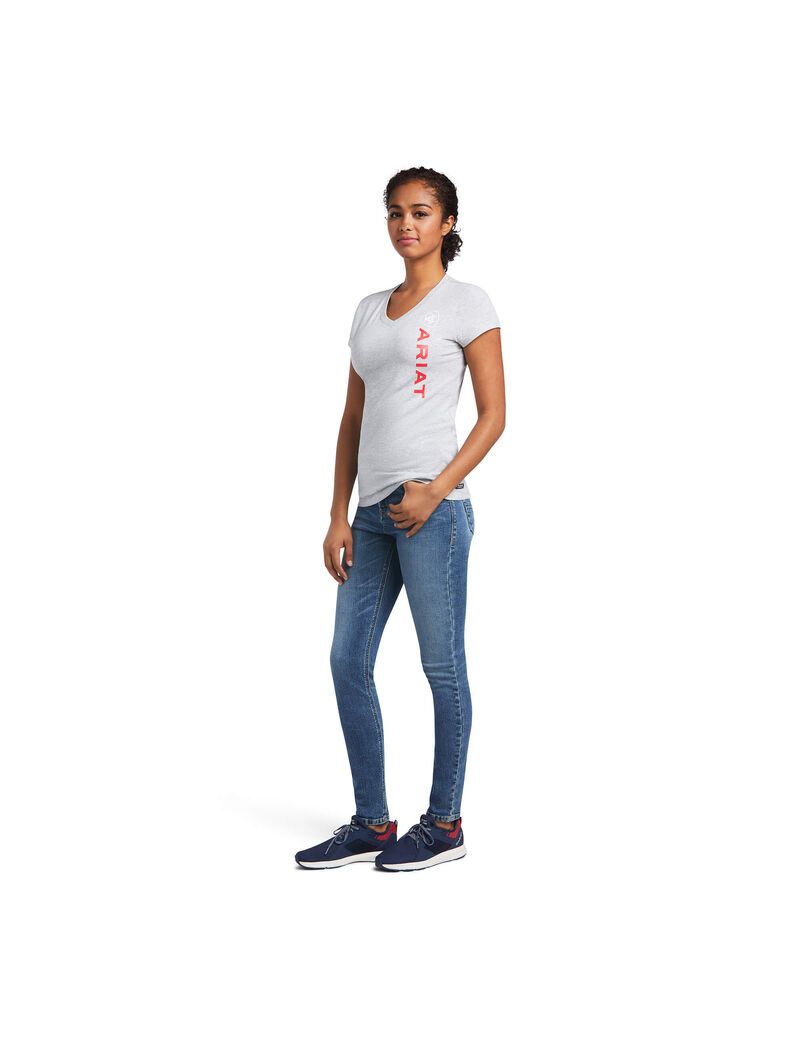 Tops Ariat Vertical Logo Grises | SZA274839