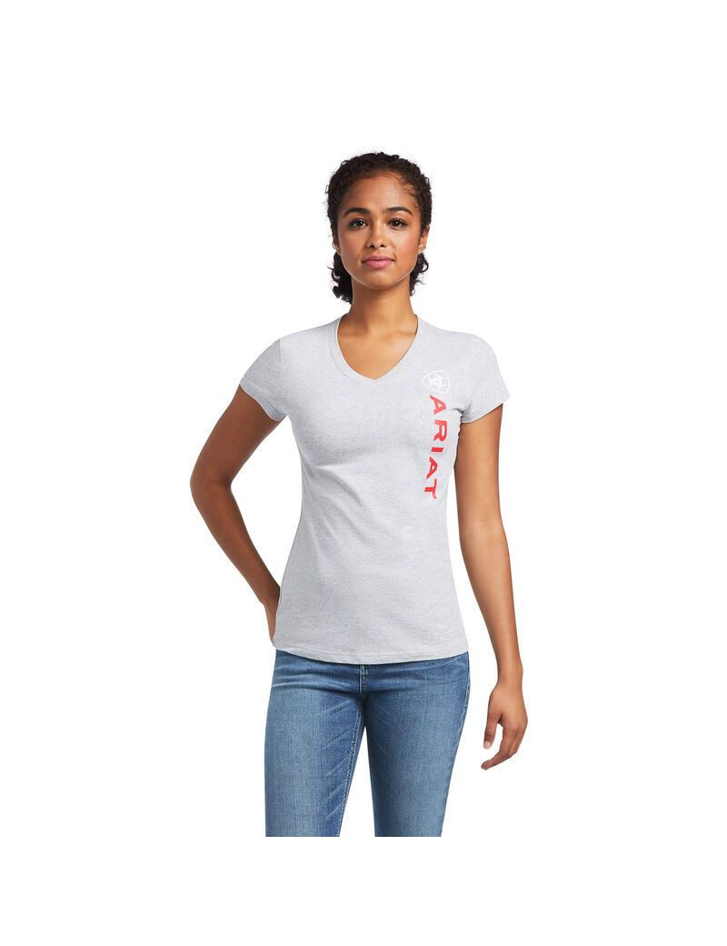 Tops Ariat Vertical Logo Grises | SZA274839