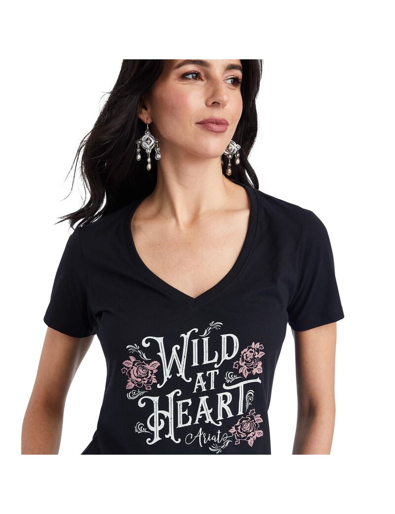 Tops Ariat Wild Heart Tee Negros | OFN251046