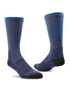 Calcetines Ariat High Performance Crew Tek Trabajo 2PCS Azul Marino | RZW230986