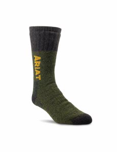 Calcetines Ariat Marl Thermal Lana Blend Trabajo 2PCS Verde Oliva | RBN340817