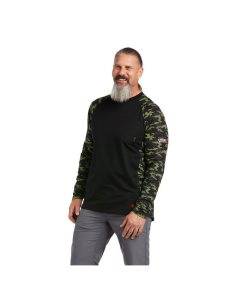 Camisas Ariat FR AC Stretch Camo Baseball Negros Verdes Claro Camuflados | OGU078243