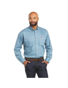 Camisas Ariat FR Vented Trabajo Grises Azules | CVZ093842