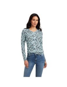 Camisas Ariat Melange Print Azules | INA187695