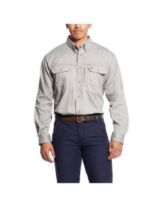 Camisas De Traje Ariat FR Solid Vent Trabajo Plateados | KQX023764