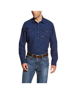 Camisas De Traje Ariat Rebar Workman Trabajo Azul Marino | EOK710382