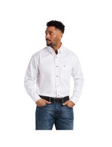 Camisas De Traje Ariat Solid Twill Classic Fit Blancos | HZX174605