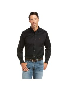 Camisas De Traje Ariat Solid Twill Fitted Negros | PCV507264