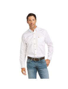 Camisas De Traje Ariat Solid Twill Fitted Blancos | SYU082567