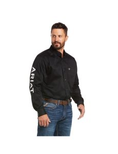 Camisas De Traje Ariat Team Logo Twill Classic Fit Negros Blancos | DPG675214