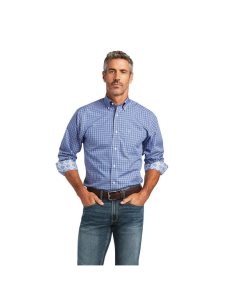 Camisas De Traje Ariat Wrinkle Free Ezrah Fitted Azules | VRC124970