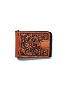 Carteras Ariat Bifold Tan Floral Logo Embroidery Marrom | KWY620934