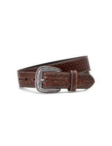 Cinturones Ariat Diamond Plate Embroidery Marrom | GUV015426