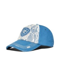 Gorras Ariat Encaje Logo Velcro Back Azules | VWL672439