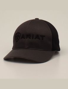 Gorras Ariat Large embossed lgoo mash Negros | FQH925463