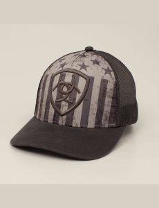 Gorras Ariat Shield embossed Grises | HOB164570