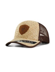 Gorras Ariat Shield patch natural weave Marrom | BCD985234