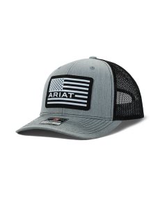 Gorras Ariat Usa flag patch logo Grises | FEJ916704