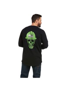 Ropa De Trabajo Ariat Rebar Algodon Strong Roughneck Estampados T Shirts Negros | FIJ618453