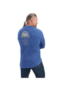 Ropa De Trabajo Ariat Rebar Algodon Strong Roughneck Estampados T Shirts Azules | YNM796301