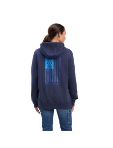 Ropa De Trabajo Ariat Rebar Aztec Flag Estampados Hoodie Azules | ESW271890