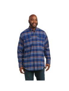 Ropa De Trabajo Ariat Rebar Flannel DuraStretch Trabajo Shirts Azules | OAE128947