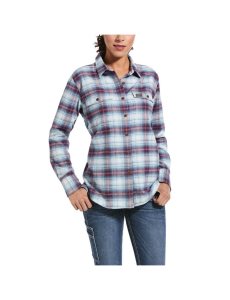 Ropa De Trabajo Ariat Rebar Flannel DuraStretch Trabajo Shirts Azules | VPZ690843