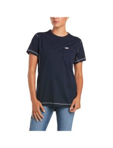 Ropa De Trabajo Ariat Rebar Trabajo Woman Camo Flag T Shirts Azul Marino | SZL579401