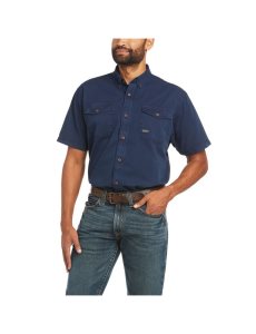 Ropa De Trabajo Ariat Rebar Washed Twill Trabajo Shirts Azul Marino | UVM029357