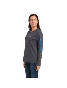 Ropa De Trabajo Ariat Rebar Workman Logo T Shirts Grises Azules | MLT871524