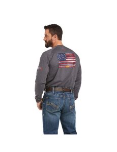 Tops Ariat FR Air Brand Flag Estampados Grises | DHS820196