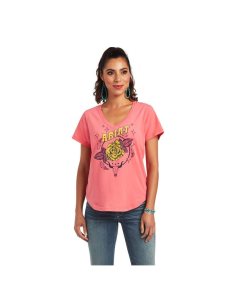 Tops Ariat Green Machine Tee Coral | TFY915637