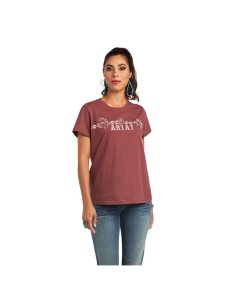 Tops Ariat REAL Bucking Bronc Tee Rosas Marrom | JQI971084