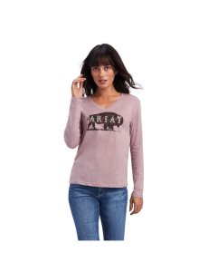 Tops Ariat REAL Chest Logo Relaxed Tee Rosas | AJL487691