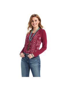 Tops Ariat REAL Printed Henley Multicolor Rojos | JML982746