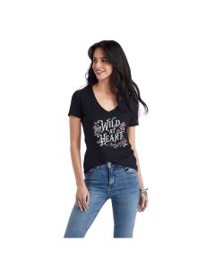 Tops Ariat Wild Heart Tee Negros | OFN251046